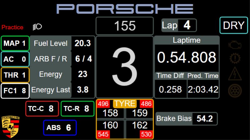 Porsche 911 GT3 R LMGT3 Dashboard Layout 1
